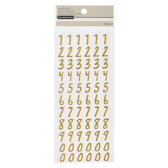 12 Packs: 66 ct. (792 total) Gold Foil Number Stickers by Recollections™